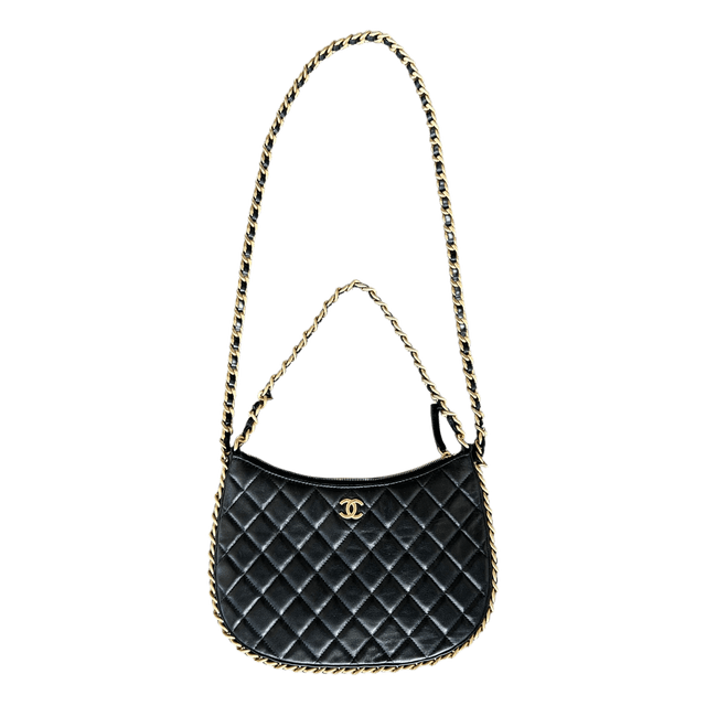 Chanel Black Quilted Lambskin Small Hobo Bag