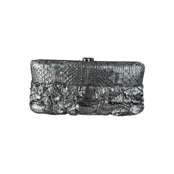 Chanel — Chanel Silver Python Clutch on Chain Bag