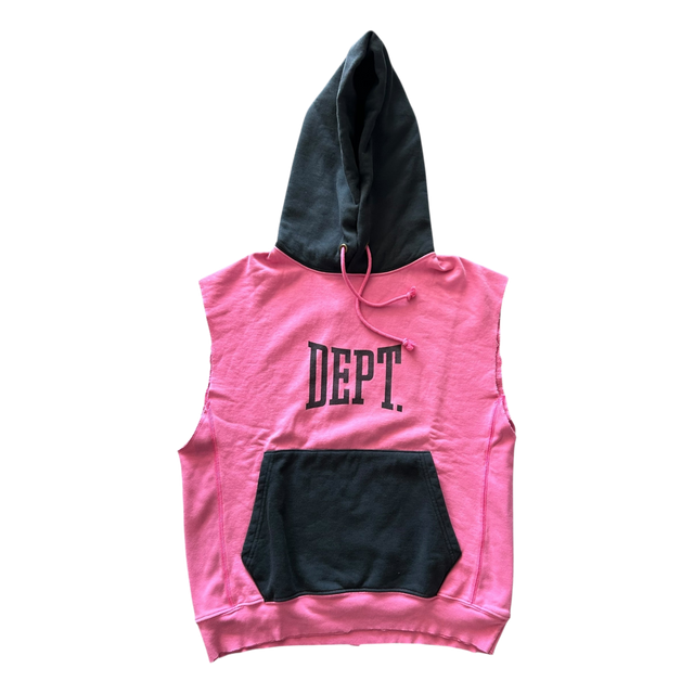 Gallery Dept Pink & Black DEPT Logo Cut Off Hoodie