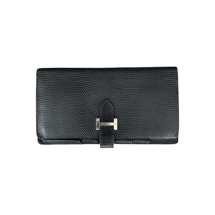 Hermès — Hermes Black Lizard Bearn Wallet