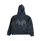 Amiri Black & Blue Staggered Logo Hoodie