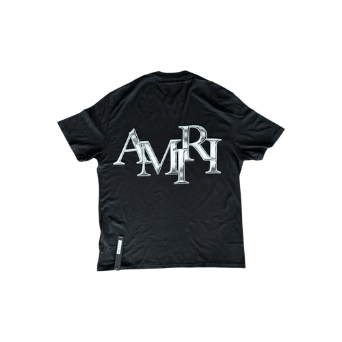 Amiri Black & Chrome Staggered Logo T-Shirt - Morely TrendsAmiri Type here:)
