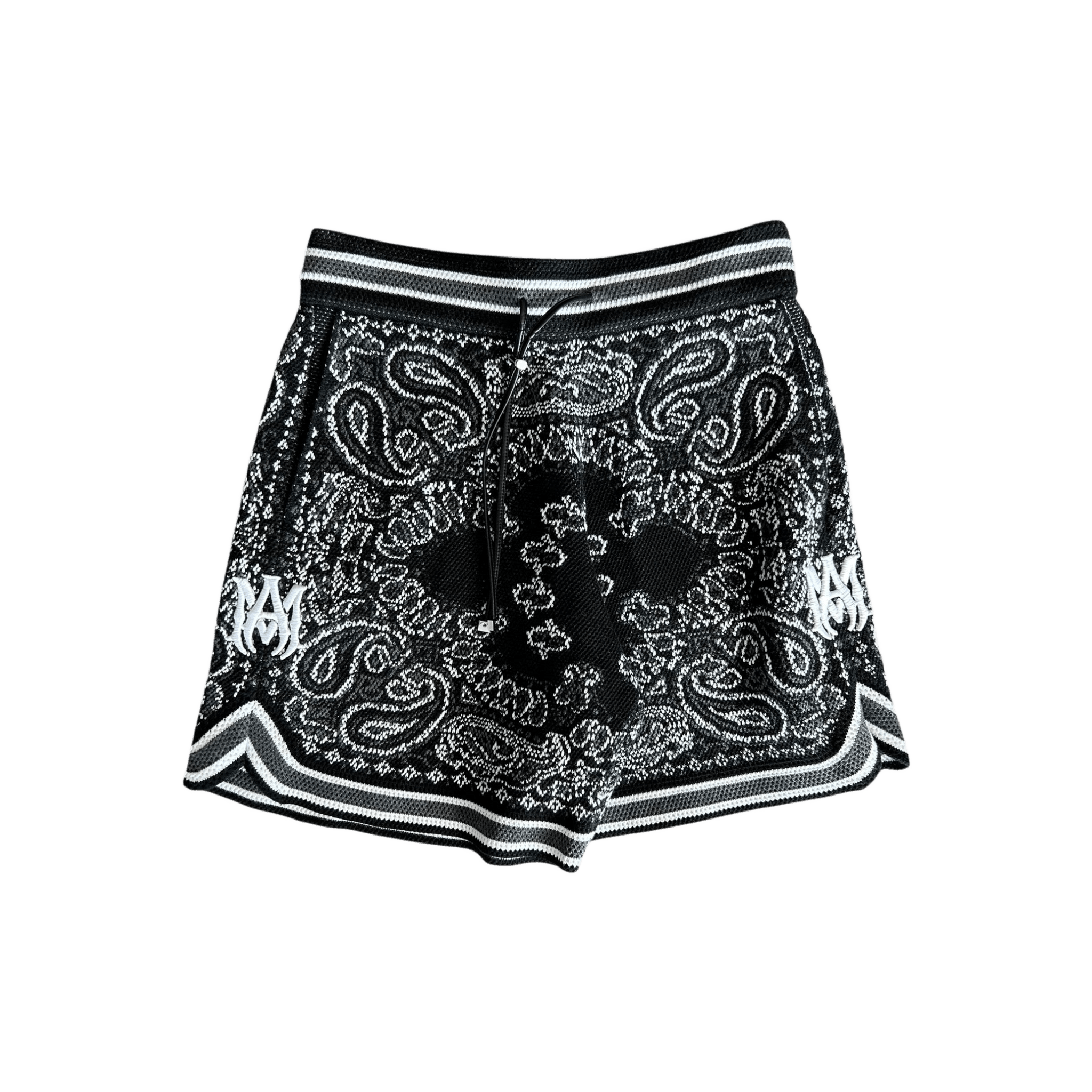 Amiri Black & White Bandana Crochet Basketball Shorts - Morely TrendsAmiri Type here:)