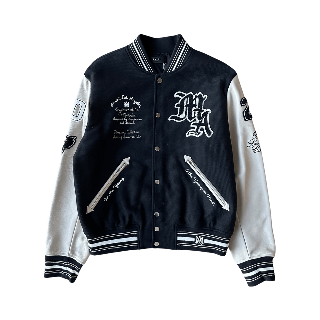 Amiri Black & White Imagination Varsity Jacket - Morely TrendsAmiri Type here:)