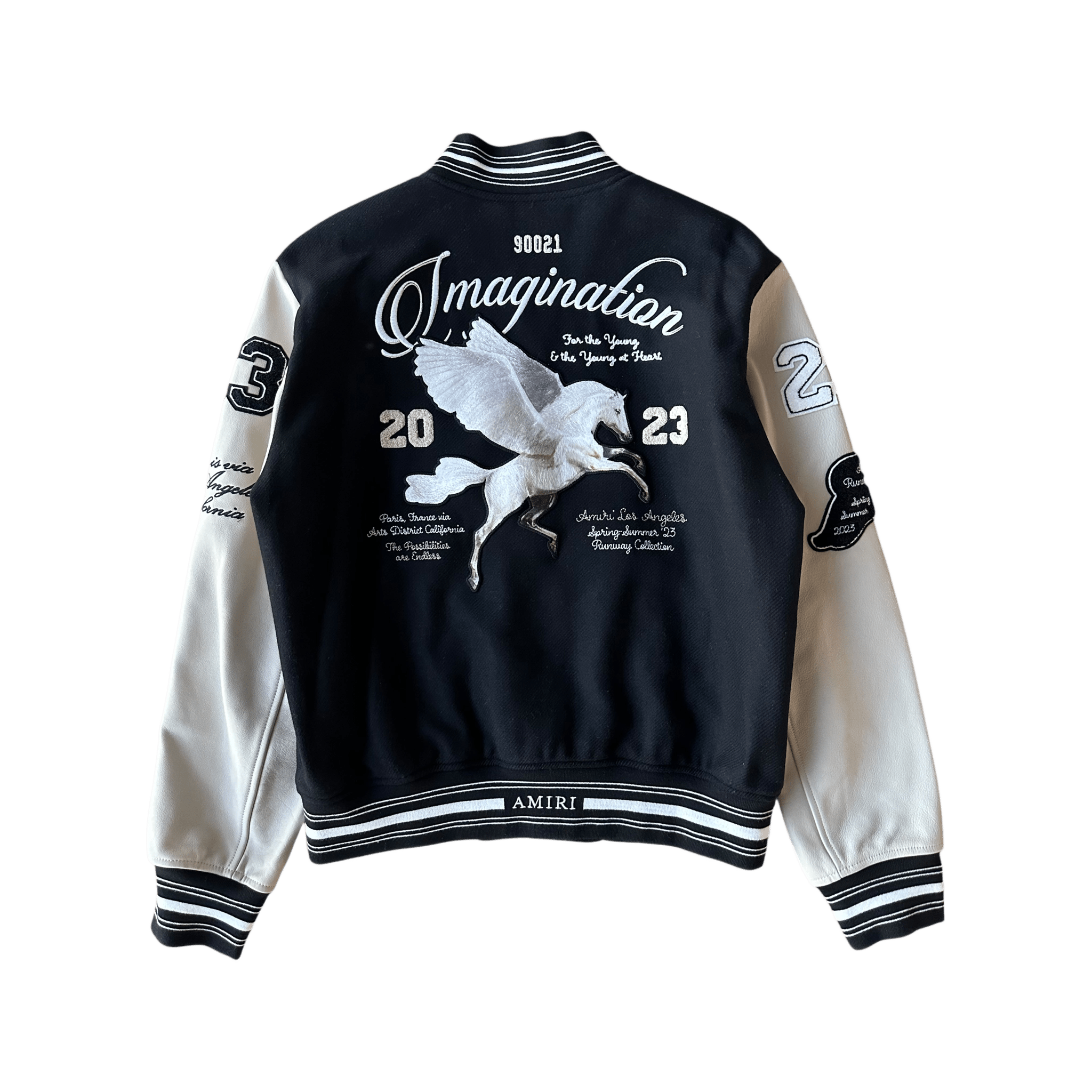 Amiri Black & White Imagination Varsity Jacket - Morely TrendsAmiri Type here:)