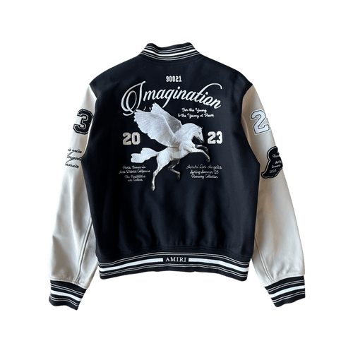 Amiri Black & White Imagination Varsity Jacket - Morely TrendsAmiri Type here:)