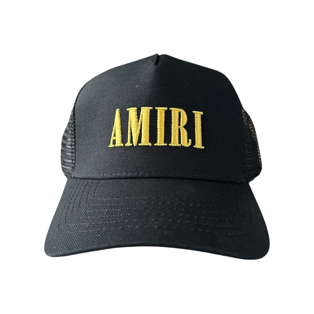 Amiri Black & Yellow Core Logo Trucker Hat