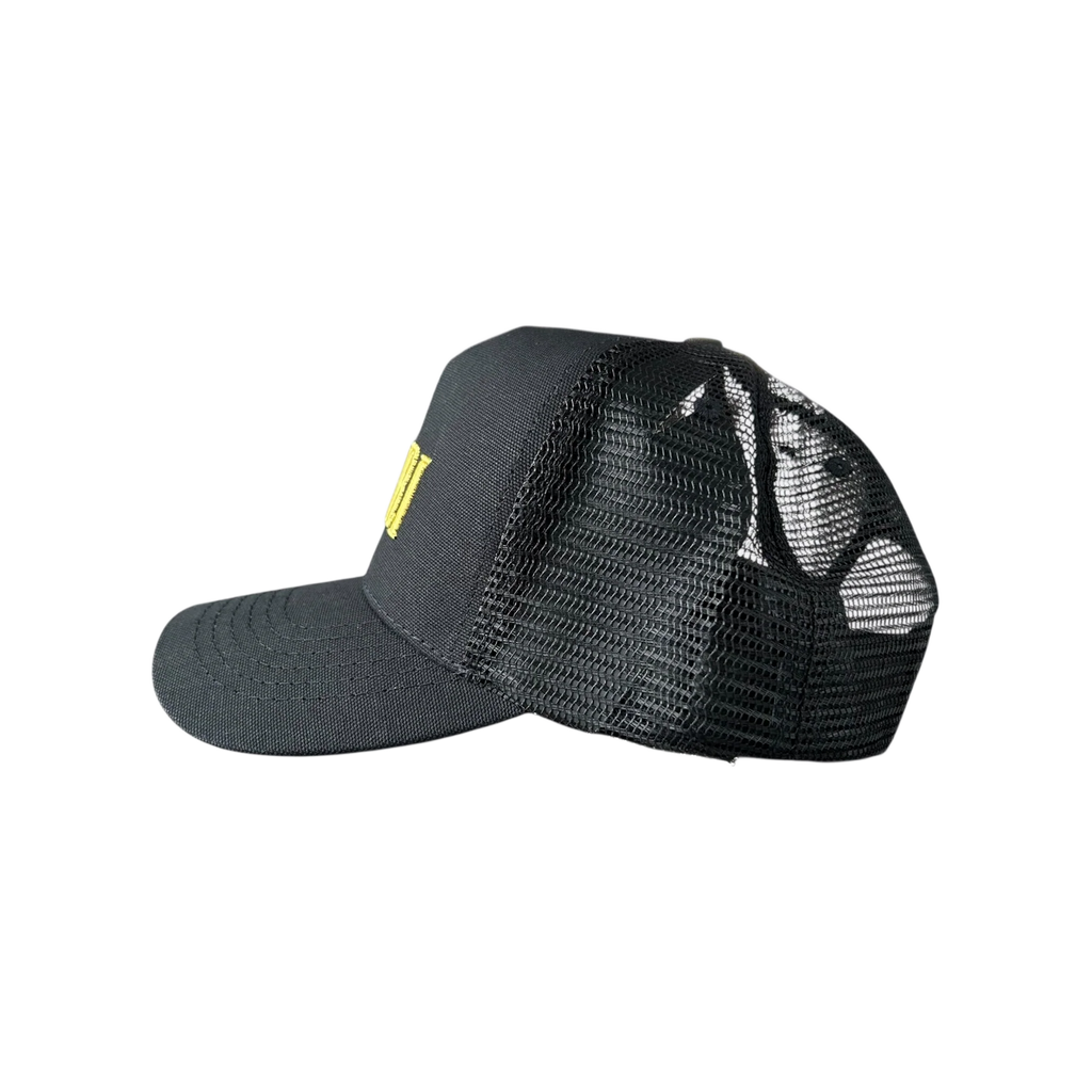 Amiri Black & Yellow Core Logo Trucker Hat
