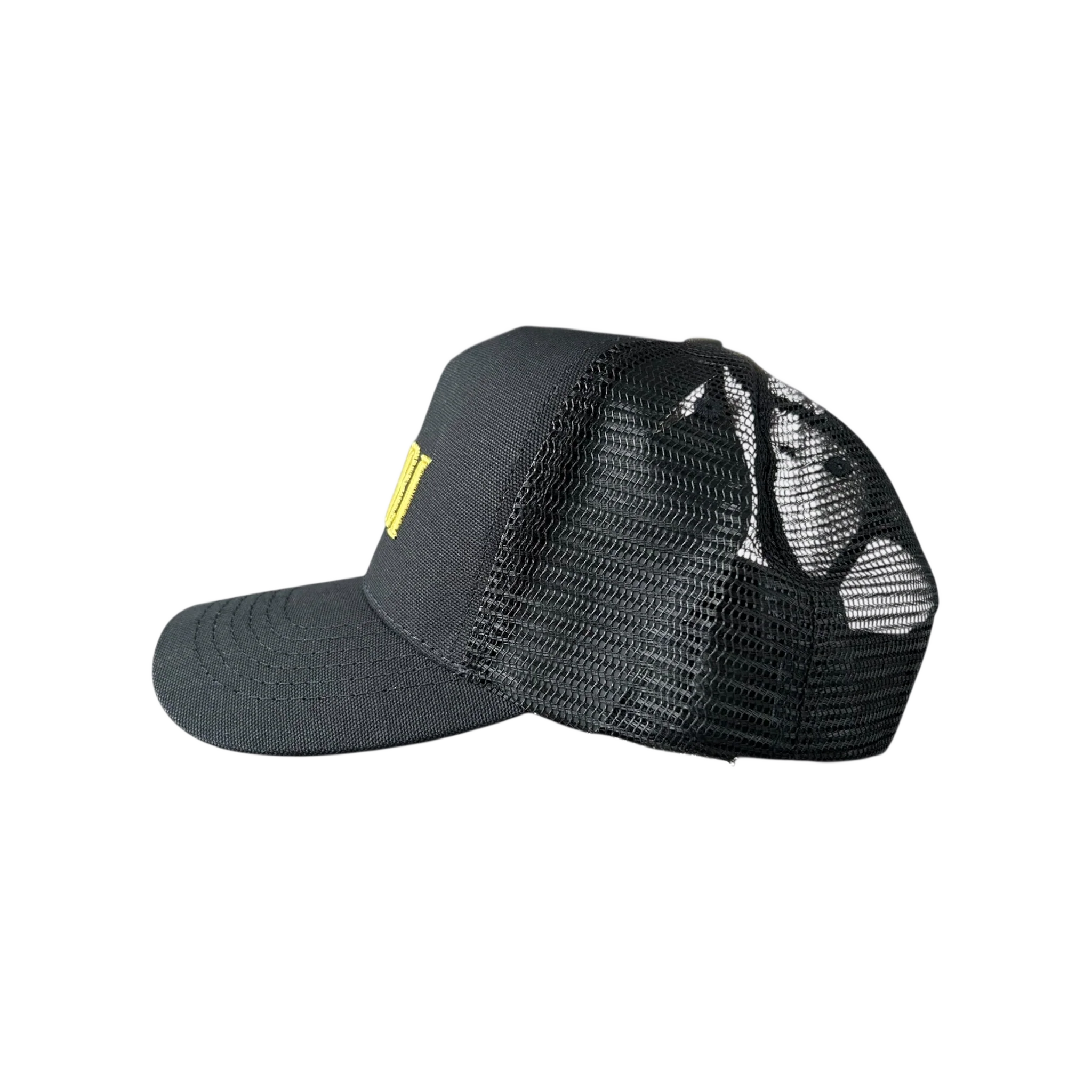 Amiri Black & Yellow Core Logo Trucker Hat