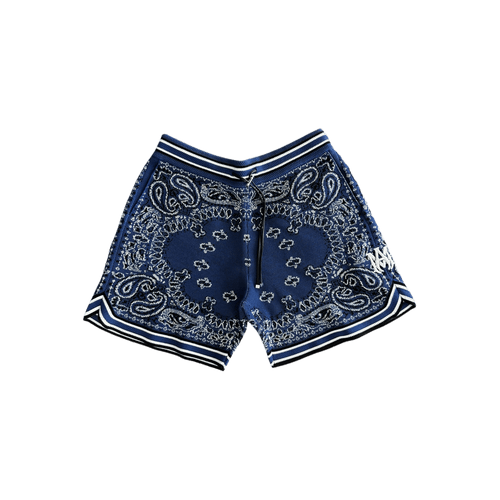 Amiri Blue & White Bandana Basketball MA Logo Shorts - Morely TrendsAmiri Type here:)