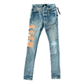 Amiri Clay Indigo T.G.C.W Distressed Logo Jeans - Morely TrendsAmiri Type here:)