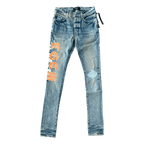 Amiri Clay Indigo T.G.C.W Distressed Logo Jeans - Morely TrendsAmiri Type here:)