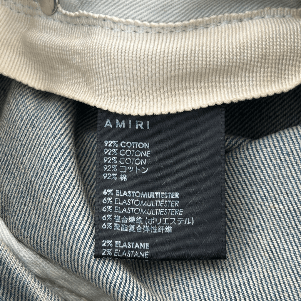 Amiri Clay Indigo T.G.C.W Distressed Logo Jeans - Morely TrendsAmiri Type here:)