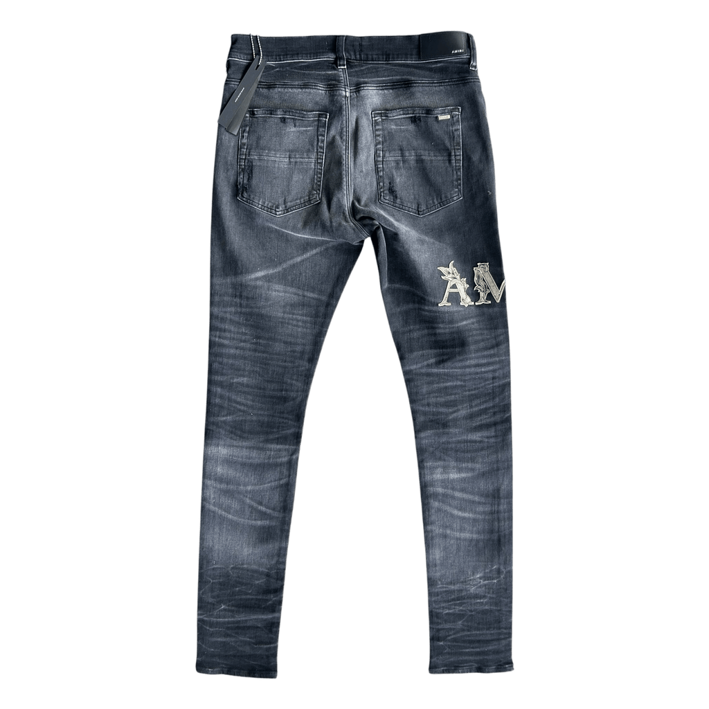 Amiri Faded Black Baroque Varsity Logo Jeans - Morely TrendsAmiri Type here:)