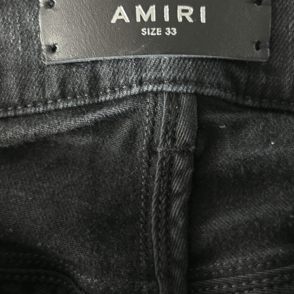 Amiri Faded Black Baroque Varsity Logo Jeans - Morely TrendsAmiri Type here:)