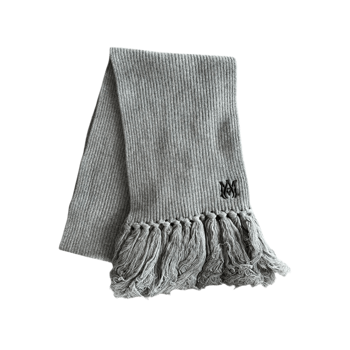 Amiri — Amiri Grey & Black Wool Knit MA Logo Scarf