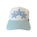 Amiri White & Blue Triple Star Trucker Hat