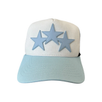 Amiri White & Blue Triple Star Trucker Hat