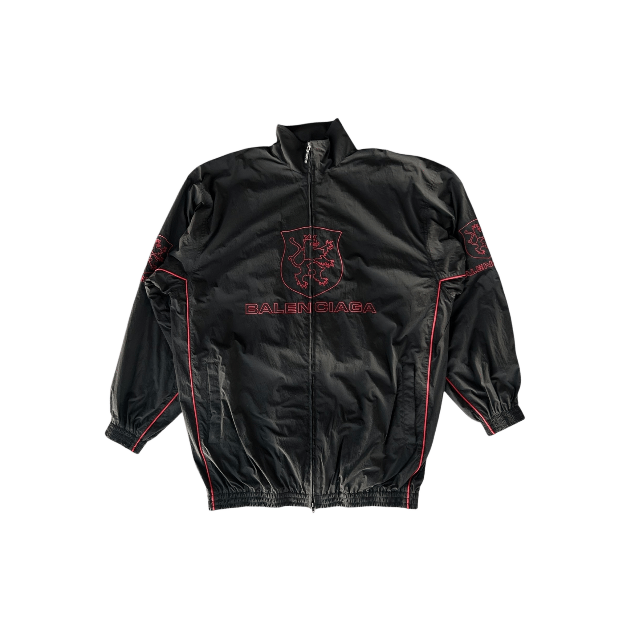 Balenciaga Black & Red Lion Club Embroidered Logo Track Jacket - Morely TrendsBalenciaga Type here:)