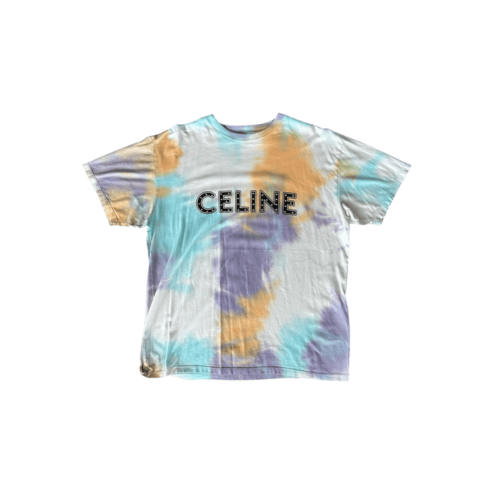 Celine — Celine Tie-Dye & Black Studded Logo T-Shirt