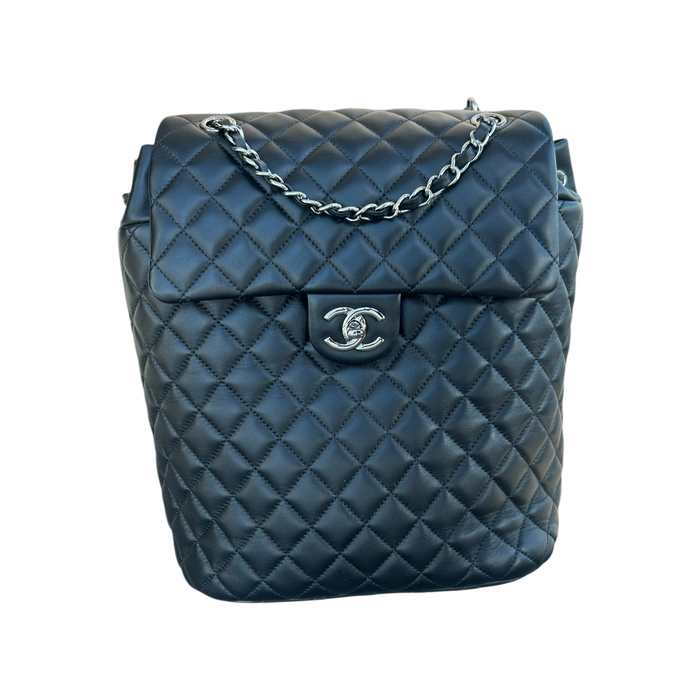 Chanel — Chanel Black Lambskin Quilted Large Urban Spirit Backpack