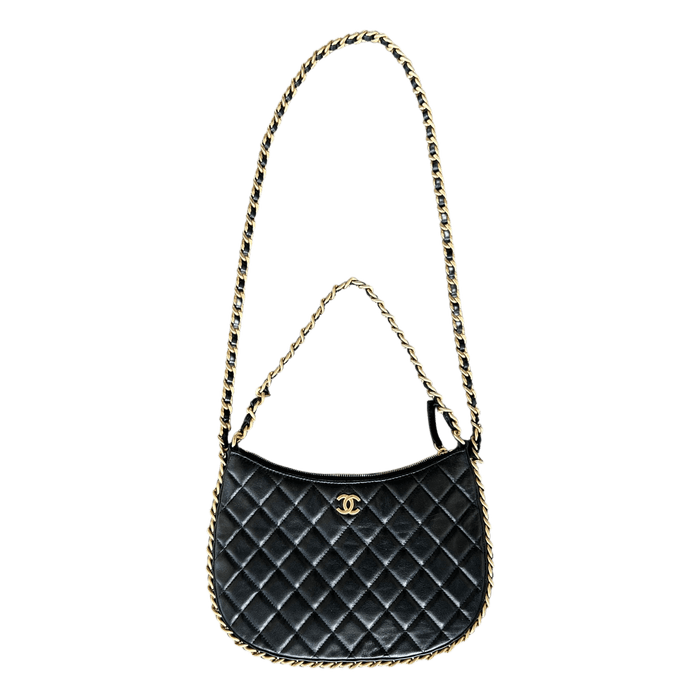 Chanel — Chanel Black Quilted Lambskin Small Hobo Bag