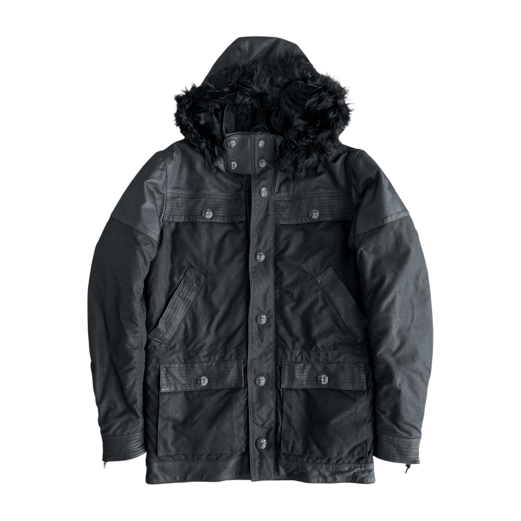 Chrome Hearts Black Leather Fleur Parka Jacket - Morely TrendsChrome Hearts Type here:)