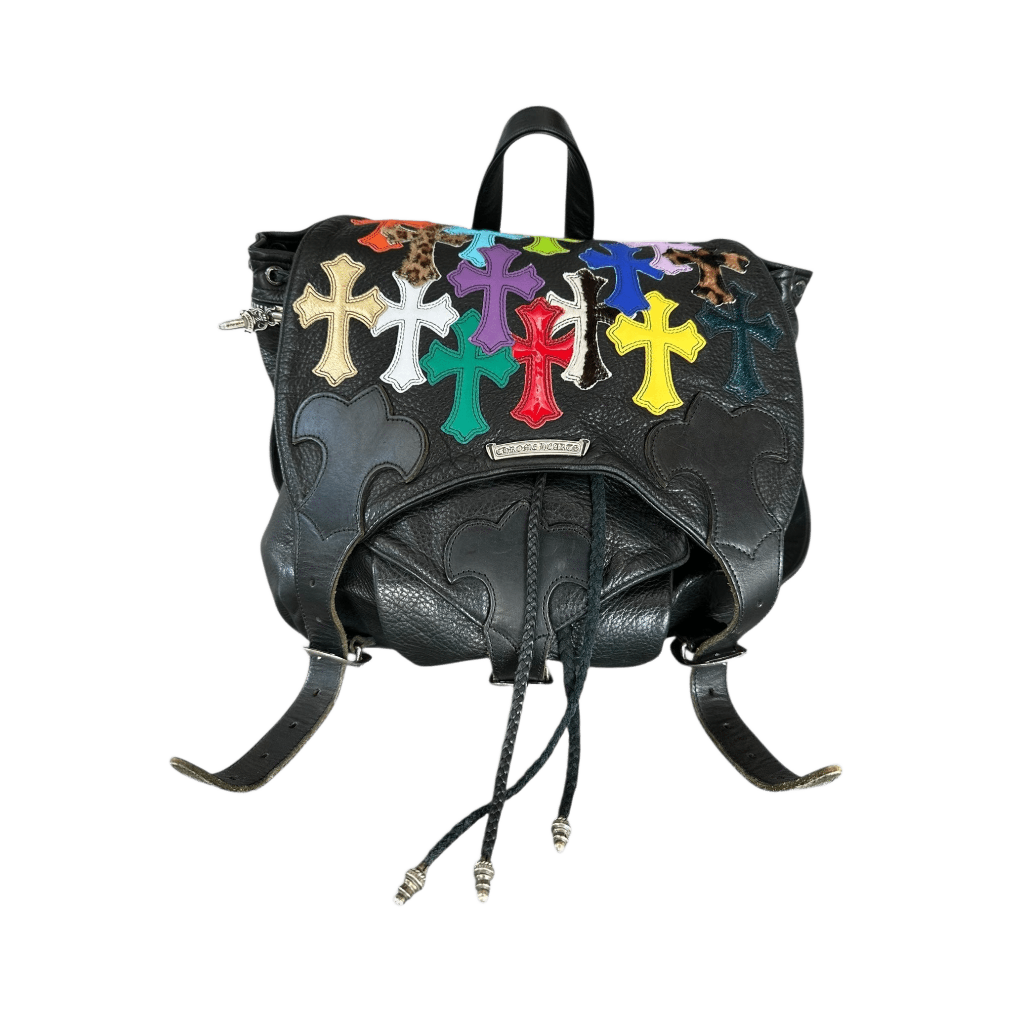 Chrome Hearts Black Multicolor Cross Patch Leather Gunslinger Backpack - Morely TrendsChrome Hearts Type here:)