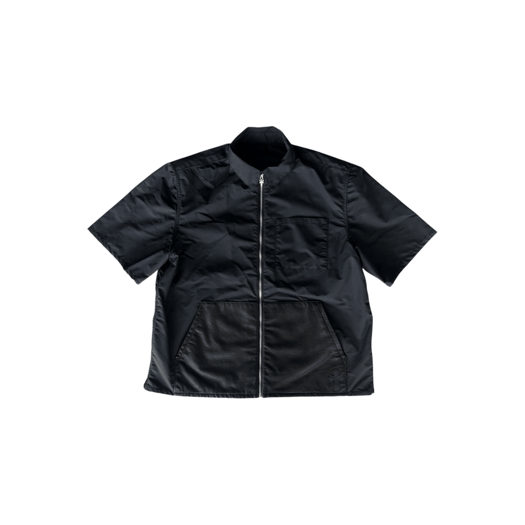 Chrome Hearts Black Nylon & Leather Zip Up Shirt - Morely TrendsChrome Hearts Type here:)