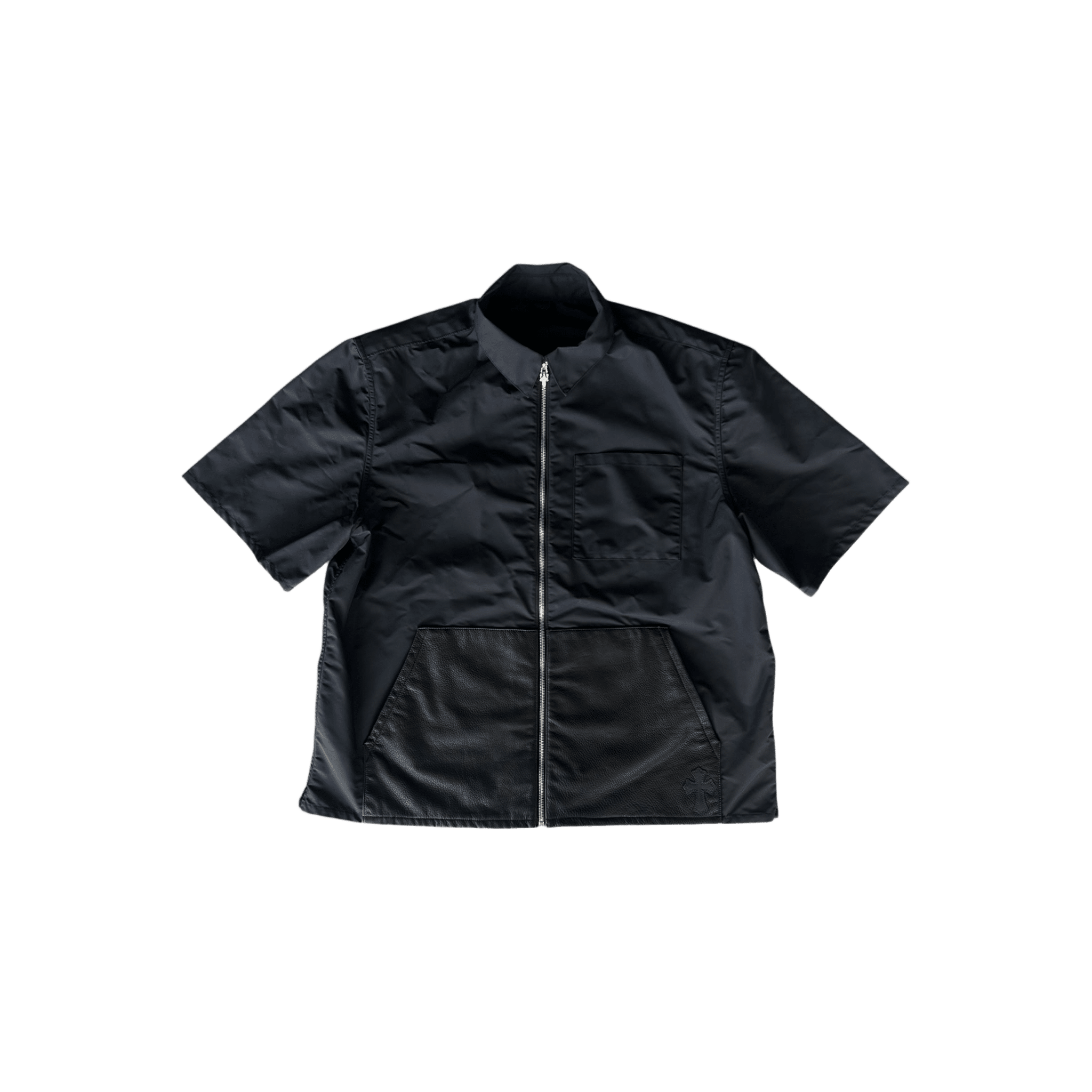 Chrome Hearts Black Nylon & Leather Zip Up Shirt - Morely TrendsChrome Hearts Type here:)