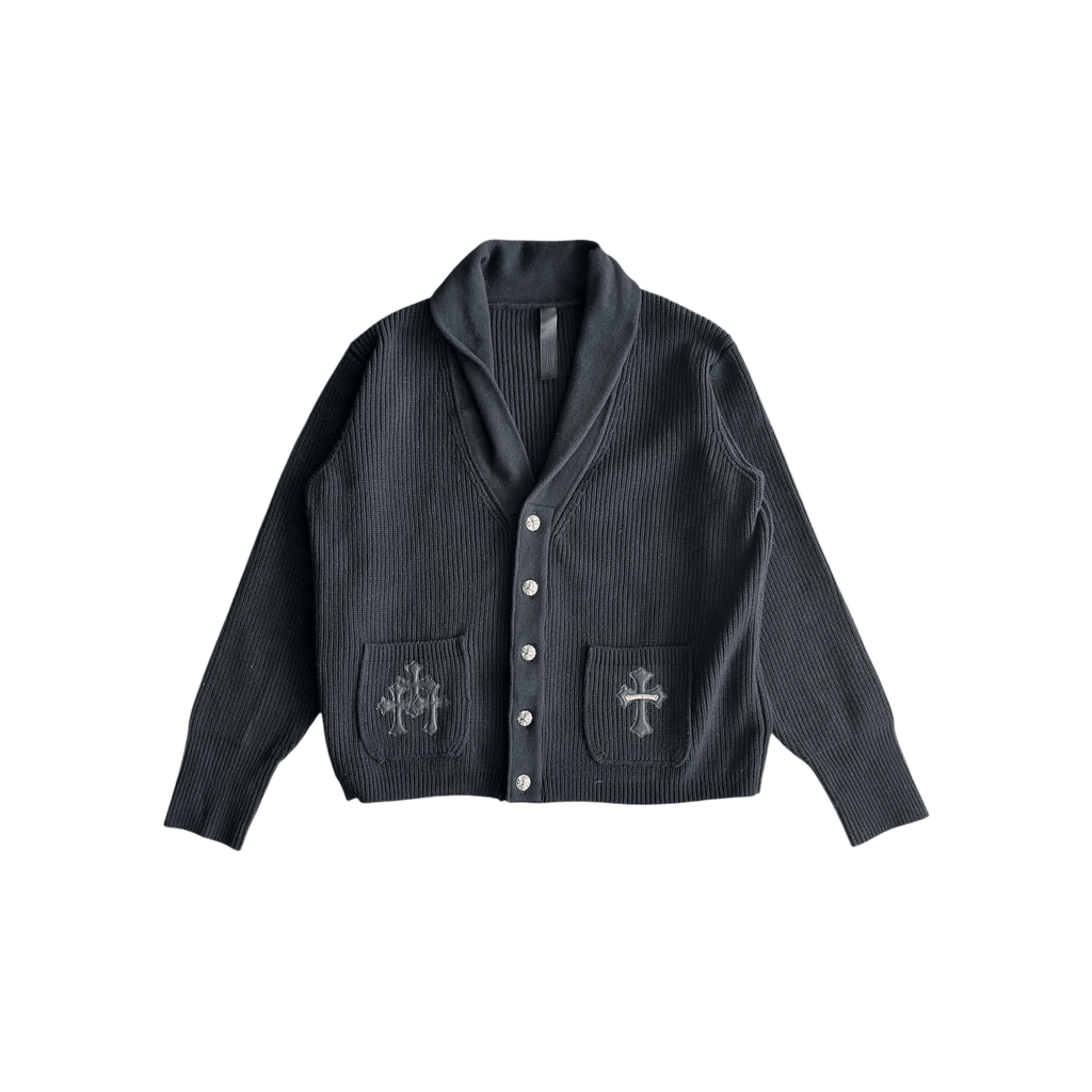 Chrome Hearts Black Triple Cross Patch Cashmere Cardigan - Morely TrendsChrome Hearts Type here:)