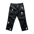 Chrome Hearts Black & White Cross Patch Carpenter Pants - Morely TrendsChrome Hearts Type here:)