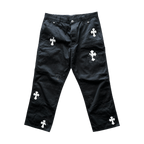 Chrome Hearts Black & White Cross Patch Carpenter Pants - Morely TrendsChrome Hearts Type here:)