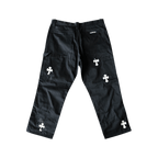 Chrome Hearts Black & White Cross Patch Carpenter Pants - Morely TrendsChrome Hearts Type here:)
