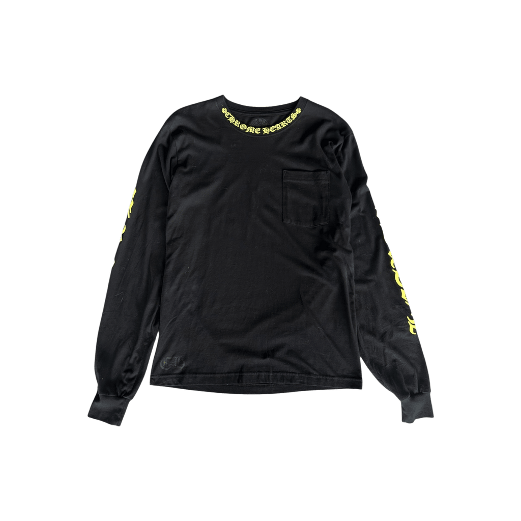 Chrome Hearts Black & Yellow Neck Logo Longsleeve T-Shirt - Morely TrendsChrome Hearts Type here:)