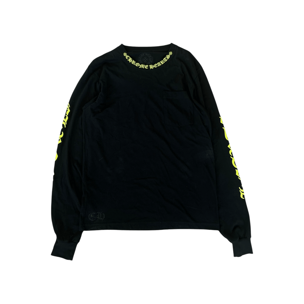Chrome Hearts Black & Yellow Neck Logo Longsleeve T-Shirt - Morely TrendsChrome Hearts Type here:)