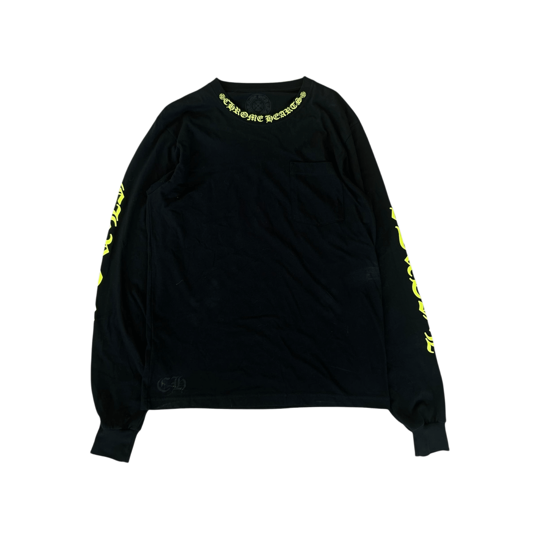 Chrome Hearts Black & Yellow Neck Logo Longsleeve T-Shirt - Morely TrendsChrome Hearts Type here:)