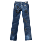 Chrome Hearts Blue & Black Cross Patch Jeans - Morely TrendsChrome Hearts Type here:)