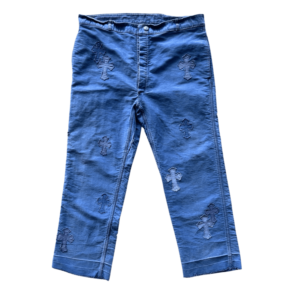 Chrome Hearts Blue Cross Patch Vintage French Work Pants - Morely TrendsChrome Hearts Type here:)