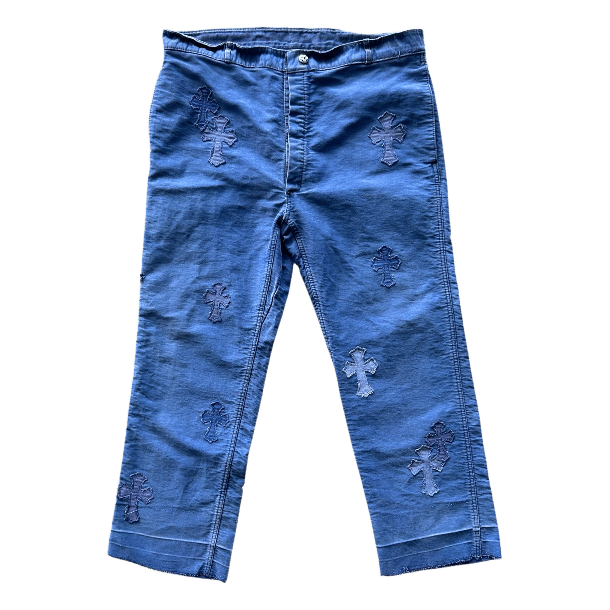 Chrome Hearts Blue Cross Patch Vintage French Work Pants - Morely TrendsChrome Hearts Type here:)