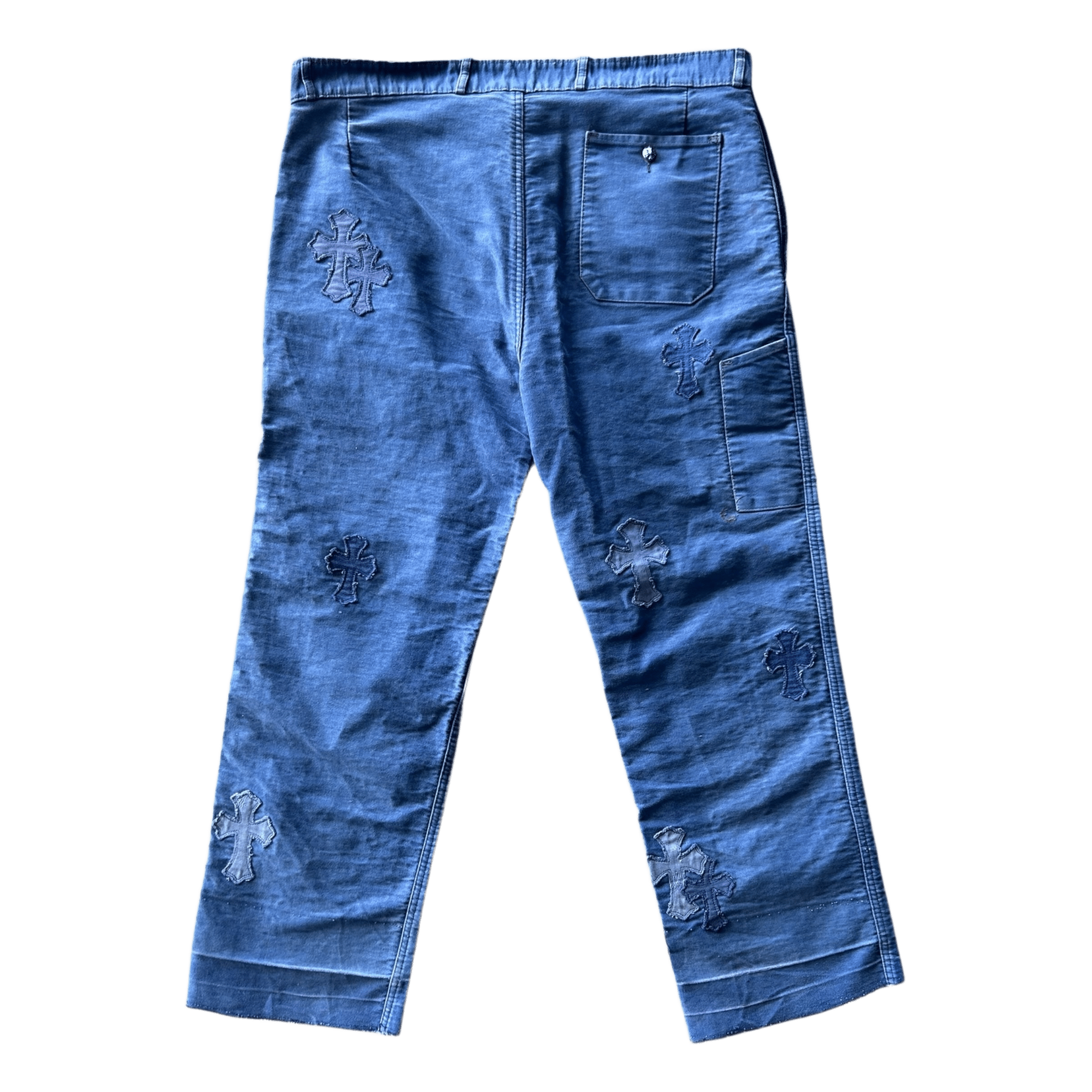 Chrome Hearts Blue Cross Patch Vintage French Work Pants - Morely TrendsChrome Hearts Type here:)
