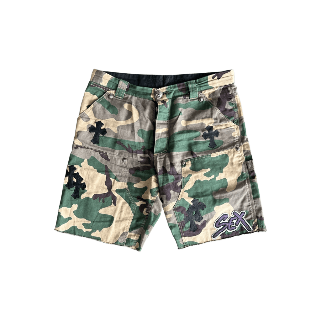Chrome Hearts Camouflage Sex Records Cross Patch Carpenter Shorts - Morely TrendsChrome Hearts Type here:)