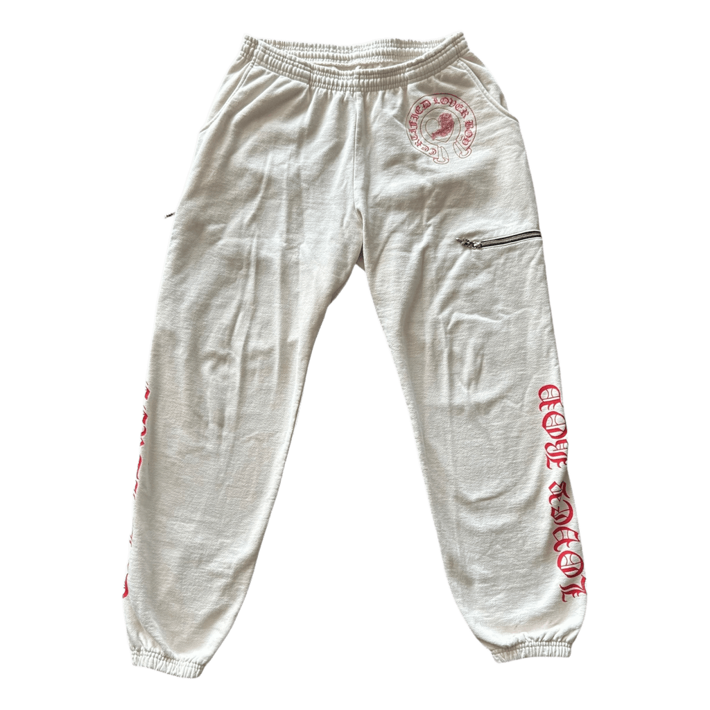 Chrome Hearts Drake Cream & Pink Certified Chrome Cross Logo Sweatpants - Morely TrendsChrome Hearts Type here:)