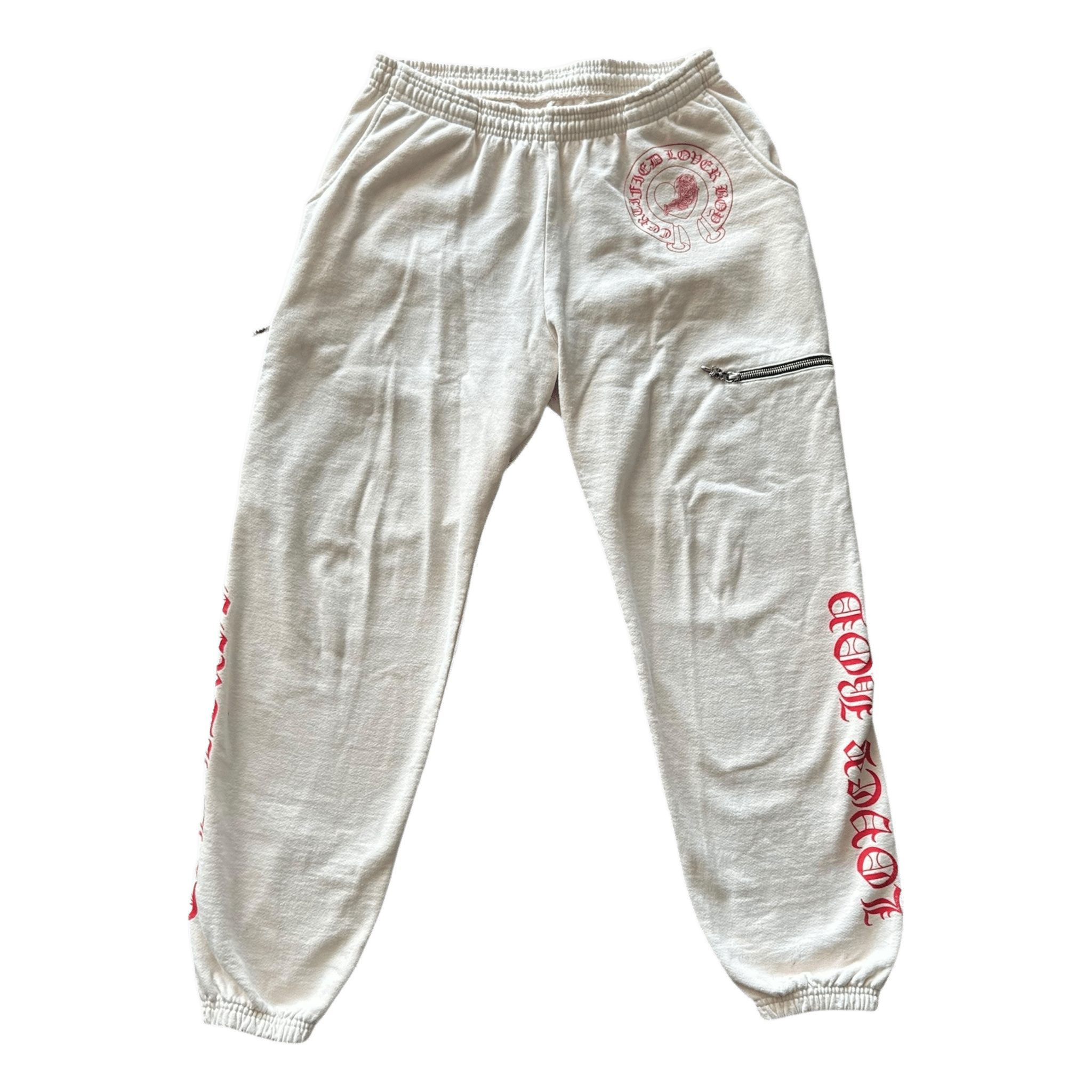 Chrome Hearts Drake Cream & Pink Certified Chrome Cross Logo Sweatpants - Morely TrendsChrome Hearts Type here:)