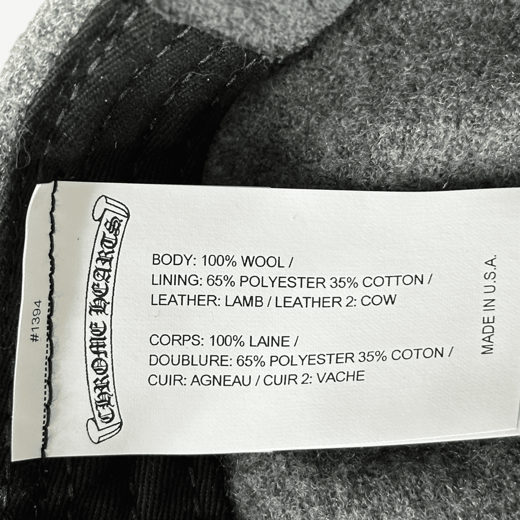 Chrome Hearts Grey & Black Leather CH Logo Wool Hat - Morely TrendsChrome Hearts Type here:)