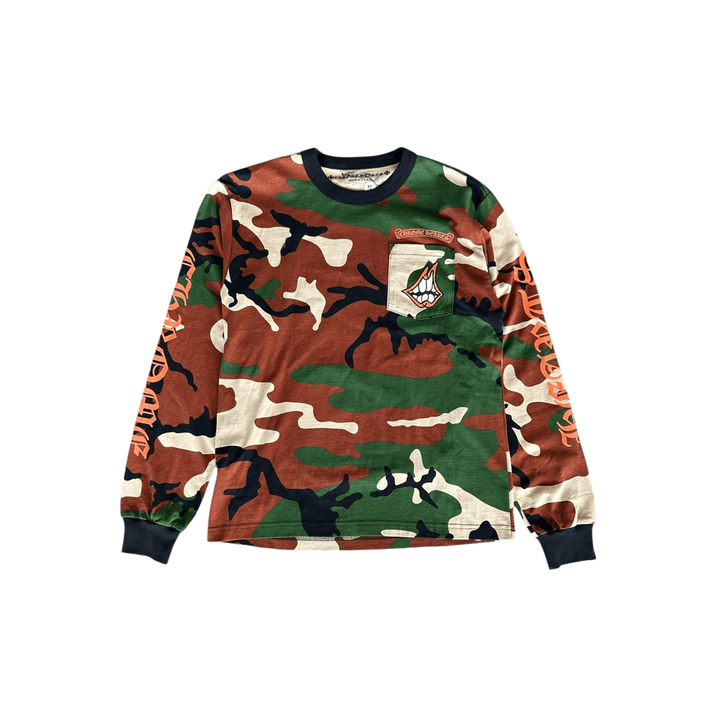 Chrome Hearts Matty Boy Camouflage Caution Longsleeve T-Shirt - Morely TrendsChrome Hearts Type here:)