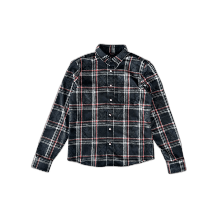 Chrome Hearts — Chrome Hearts Navy Cross Jacquard Cashmere Button Up Shirt