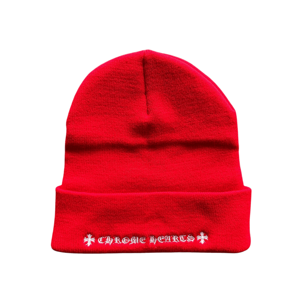 Chrome Hearts Red & White CH Logo Embroidered Beanie - Morely TrendsChrome Hearts Type here:)
