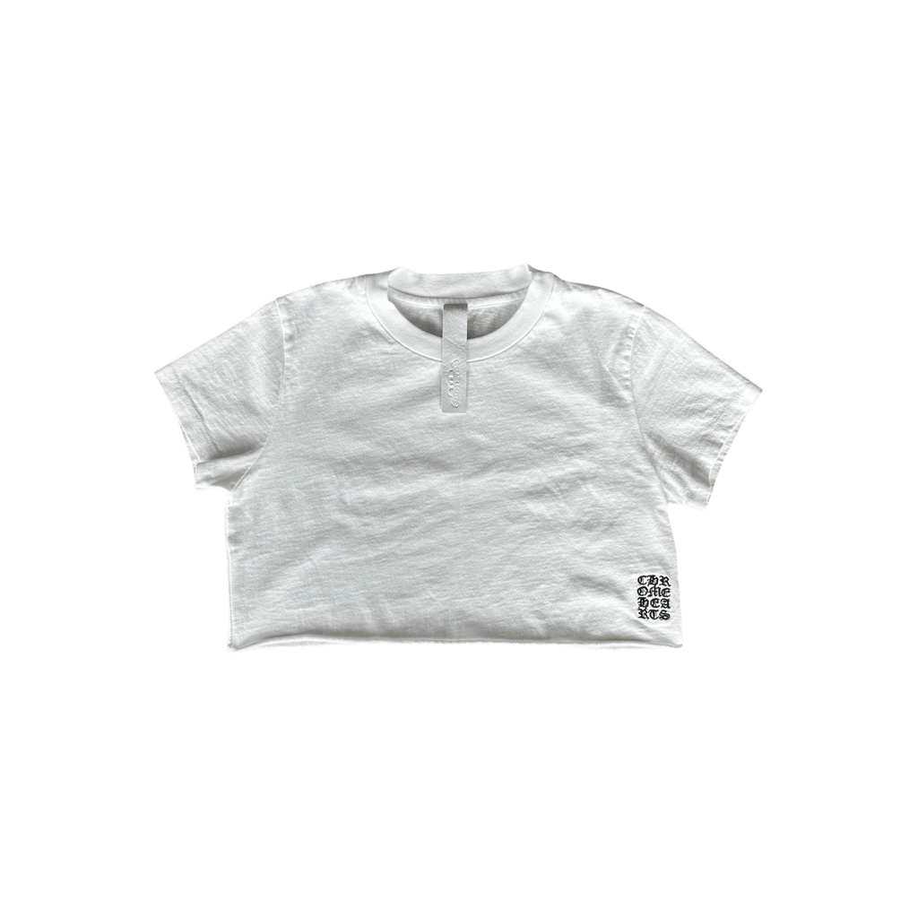 Chrome Hearts White & Black Embroidered Eyechart Logo Cropped T-Shirt - Morely TrendsChrome Hearts Type here:)