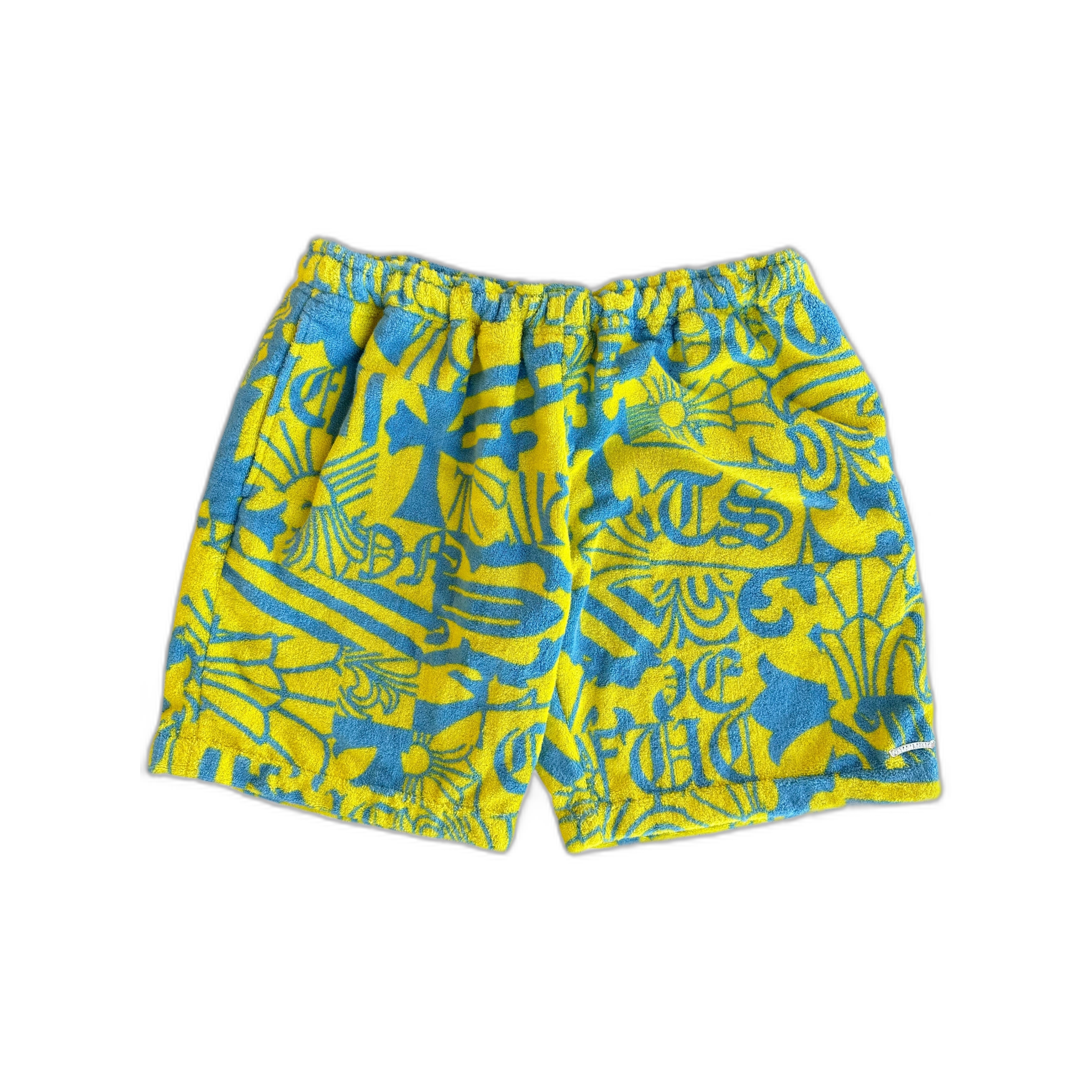 Chrome Hearts Yellow & Blue Print Towel Shorts - Morely TrendsChrome Hearts Type here:)